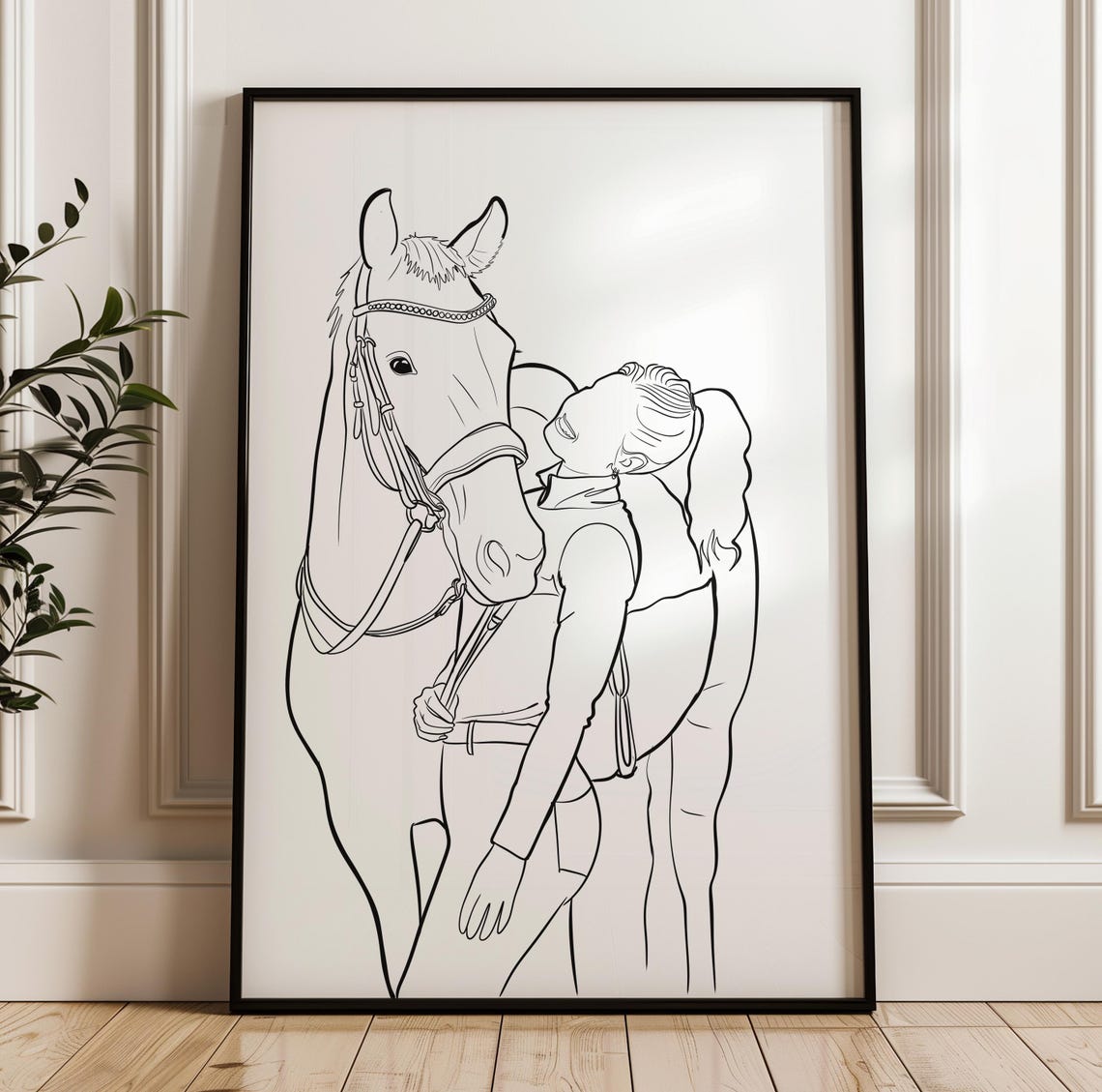 Parrot Line Drawing Sage Green Abstract Custom Pet Portrait Poster - Image 2