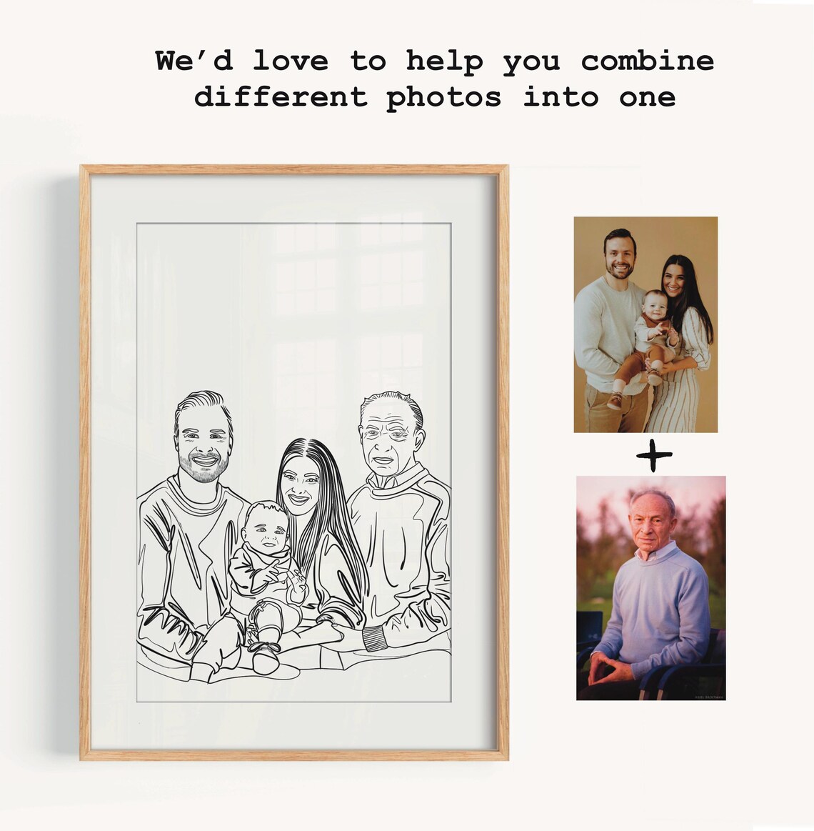 Couple About to Kiss Blush Watercolor Custom Line Drawing Poster - Image 3
