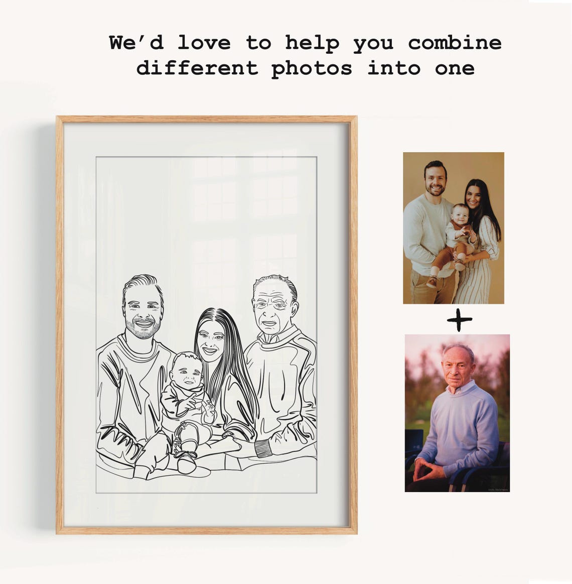 Custom Family Portrait Personalized Gift For Father Birthday Gift For Father Watercolor Family Portrait Personalized Line Drawing - Image 3
