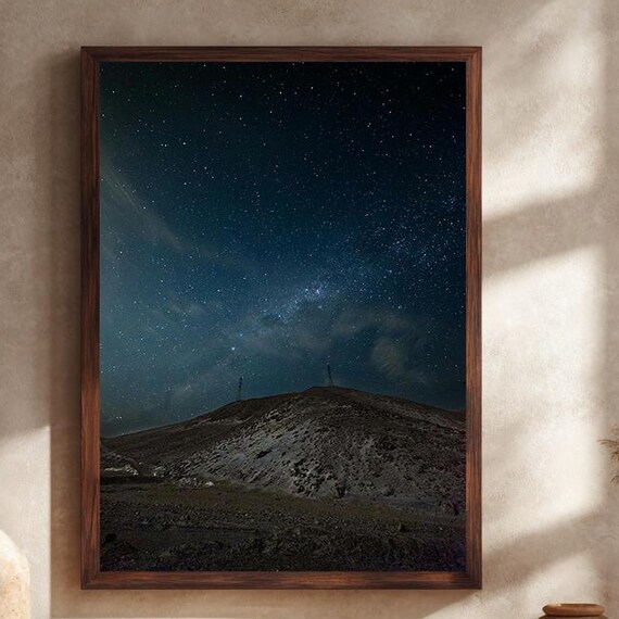Milky Way Starry Night Sky Over Dark Hill Astronomy Nature Poster