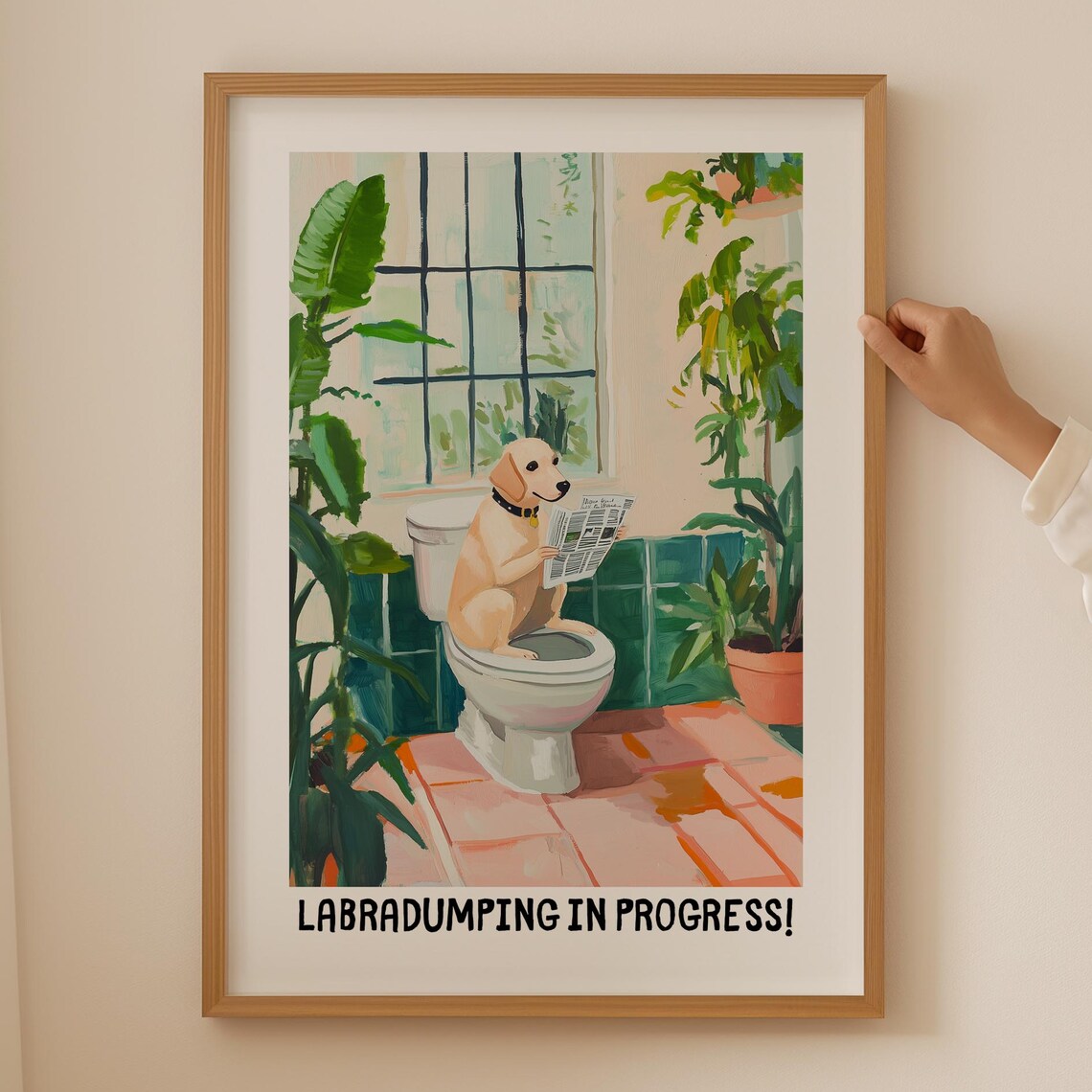 Labrador Retriever Labradumping in Progress Funny Toilet Poster