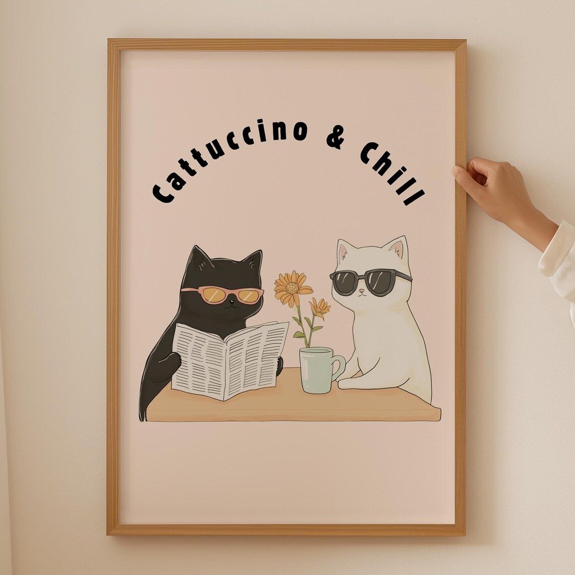 CattuCCino And Chill Cool Cats With Sunglasses Coffee Funny Poster