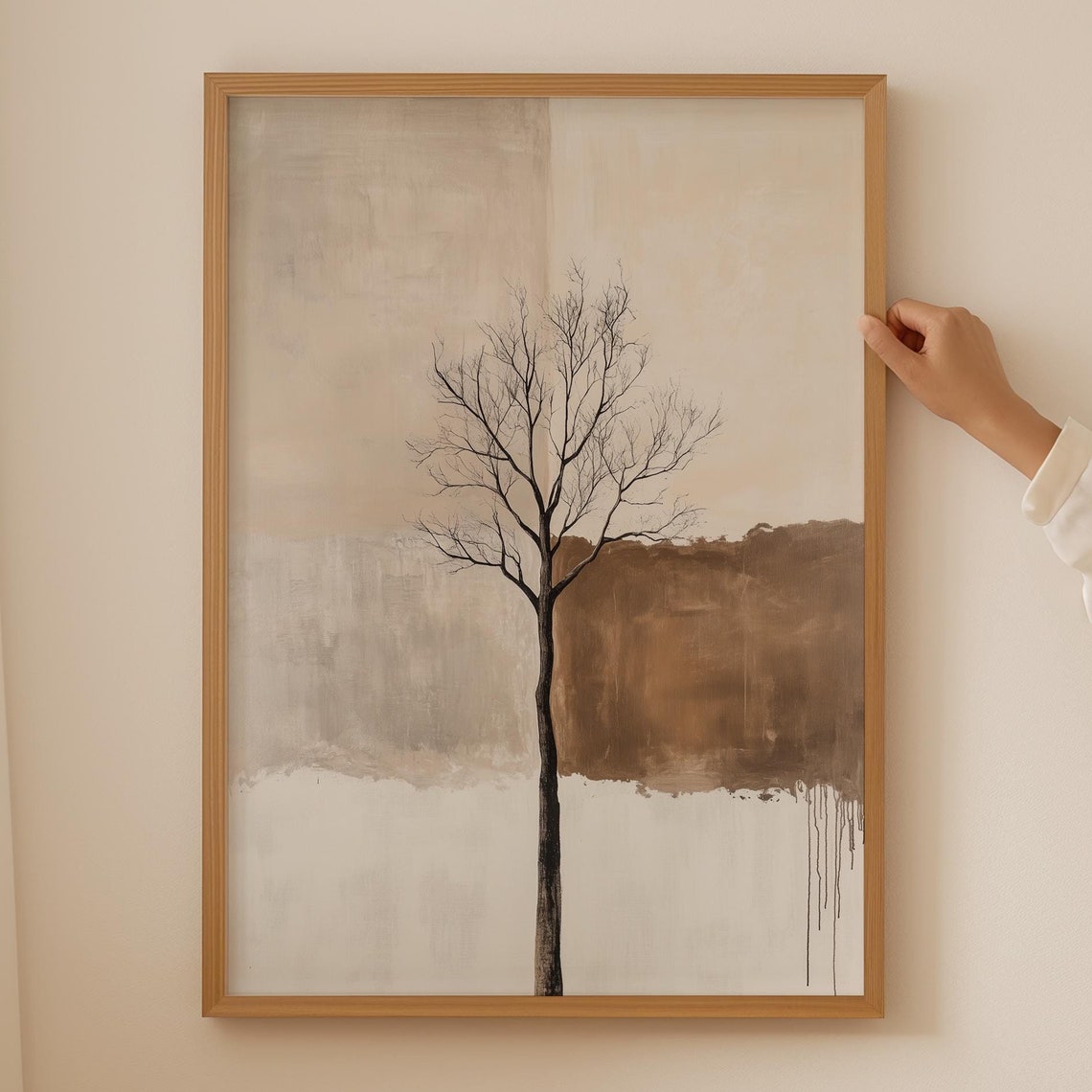 Bare Tree Minimalist Beige Neutral Abstract Wall Decor Poster