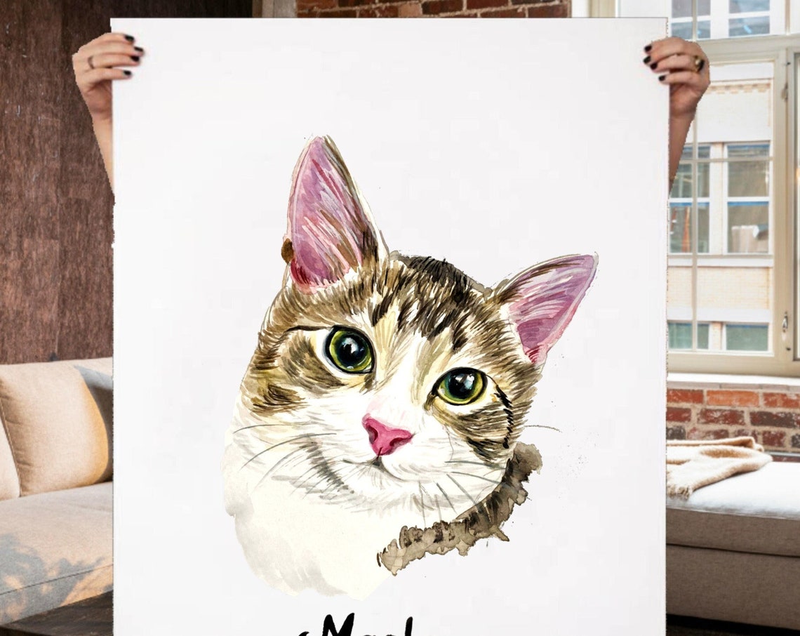 Pet Portrait Painting, Watercolor Cat Memorial Gift - Image 3