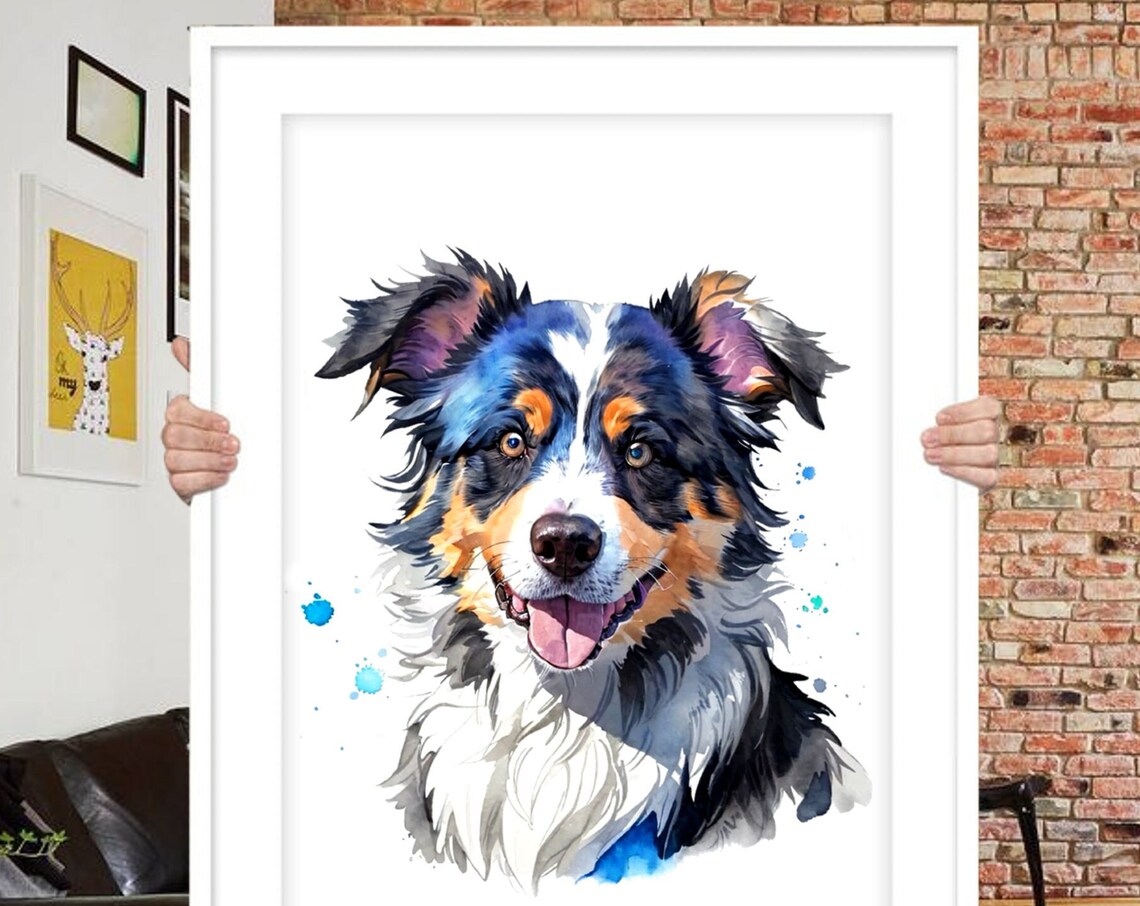 Custom Dog Portrait, Watercolor Pet Memorial Gift - Image 3