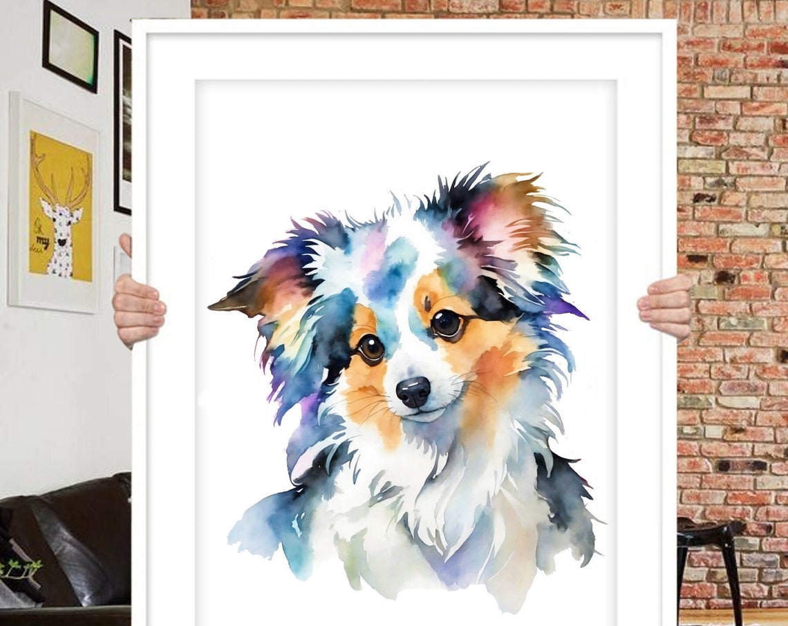 Custom Pet Portrait Watercolor Dog Painting, Pet Loss Gift