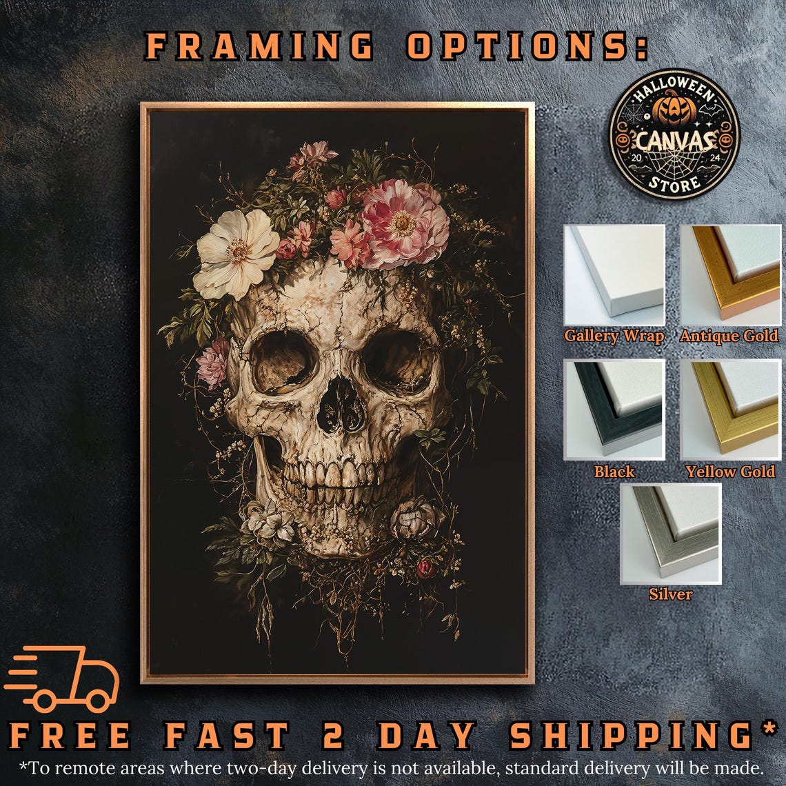 Gothic Skull Crowned With Pink Flowers Memento Mori Dark Floral Poster - Image 5