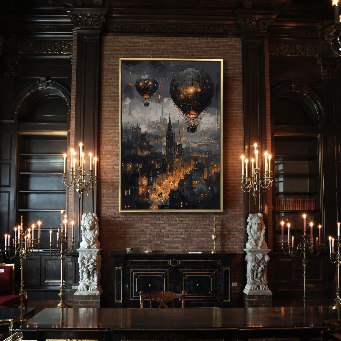 City Night Landscape, Gothic Dark Academic Poster - Image 2