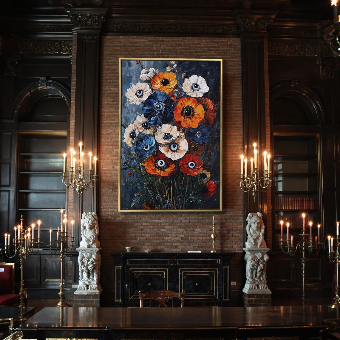 Surreal Colorful Flowers With Realistic Eyeball Centers Art Poster - Image 2