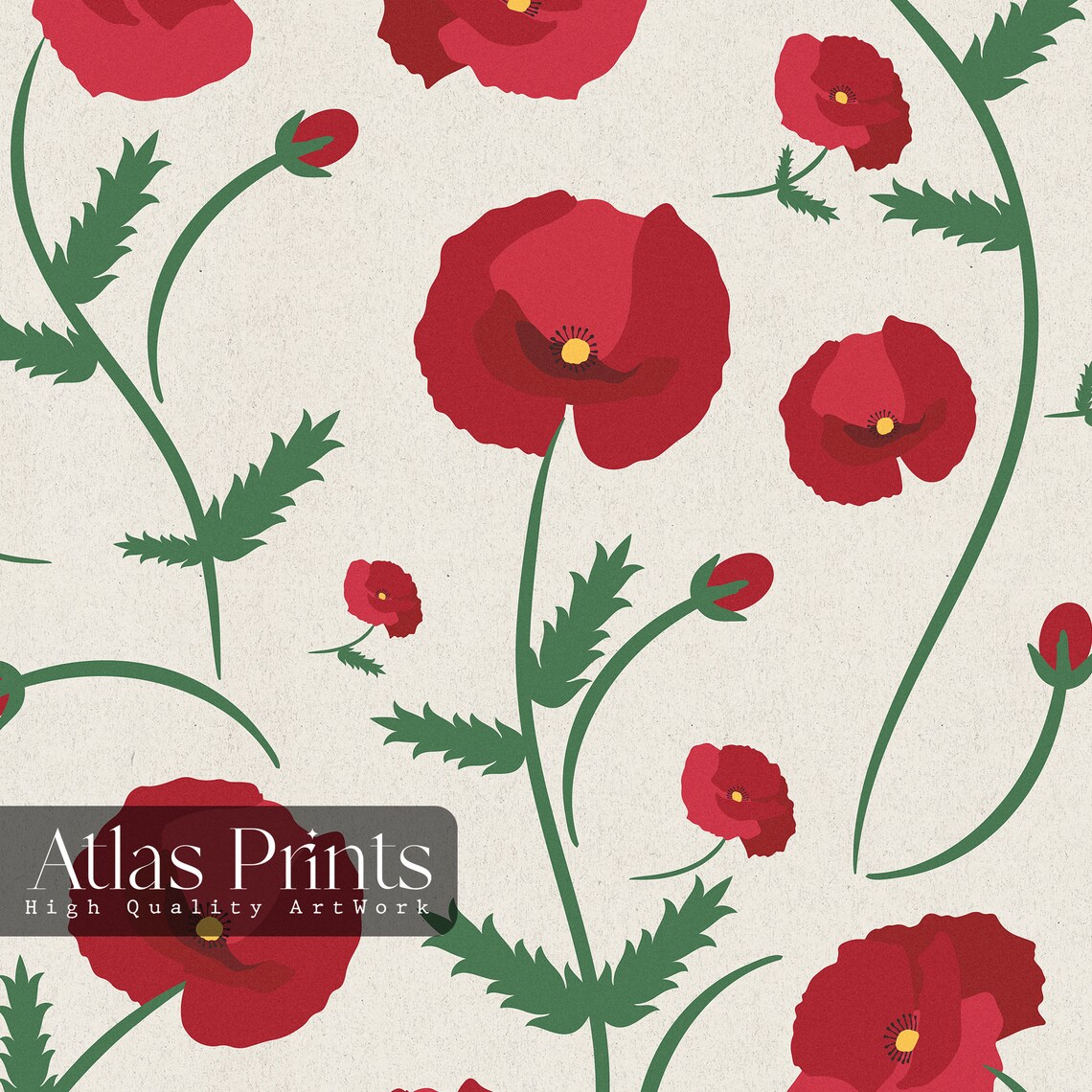 Flower Market Valencia Botanical Archive No 3 Red Poppy Flower Poster - Image 3