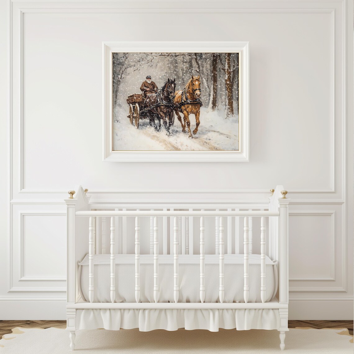 Horse Drawn Carriage Snowy Winter Forest Vintage Holiday Poster - Image 4