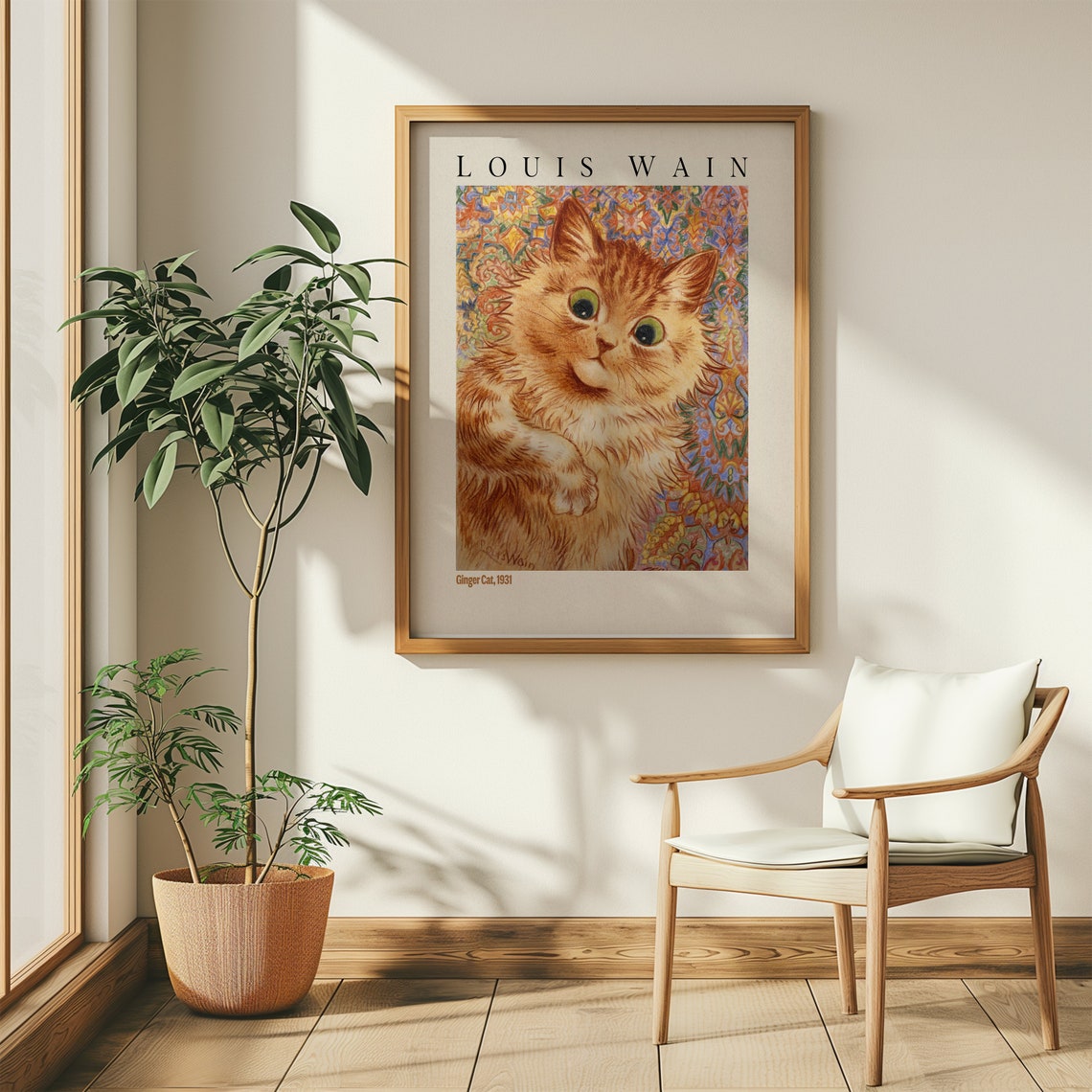 Louis Wain Ginger Cat 1931 Big Eyed Kitten Whimsical Art Poster - Image 4