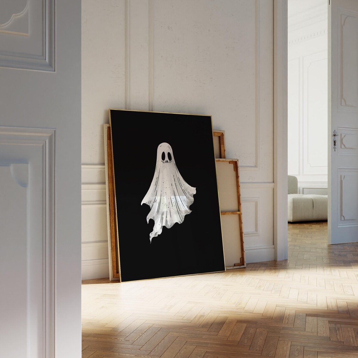 Whimsical Halloween Ghost Art Spooky Kids Room Decor Cute Nursery Wall Print - Image 3