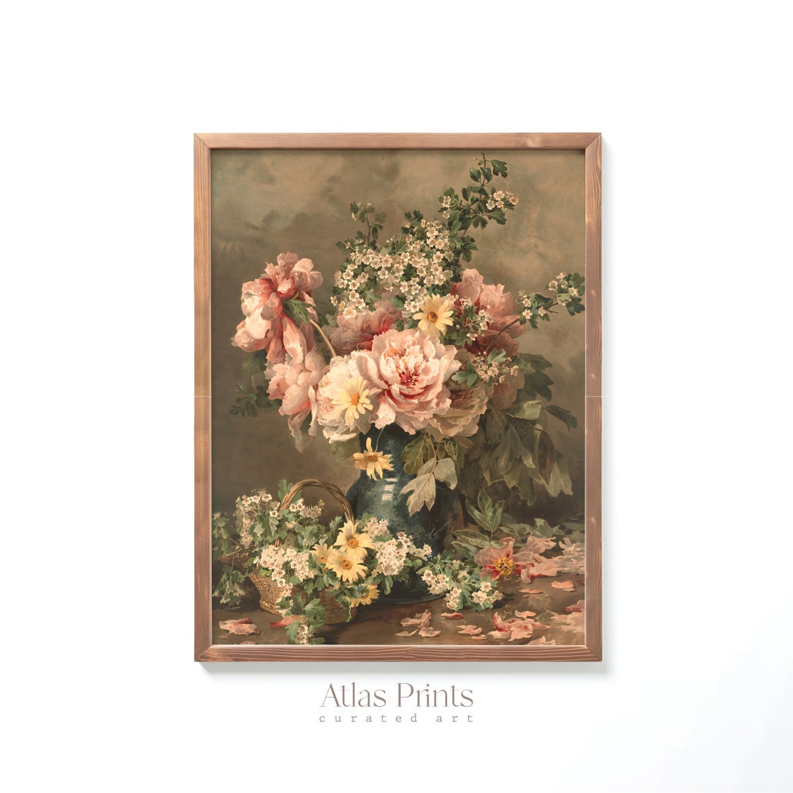 Vintage Bouquet Of Flower Vase Print Victorian Spring Flower Oil Painting Floral French Country Wall Art Botanical Art