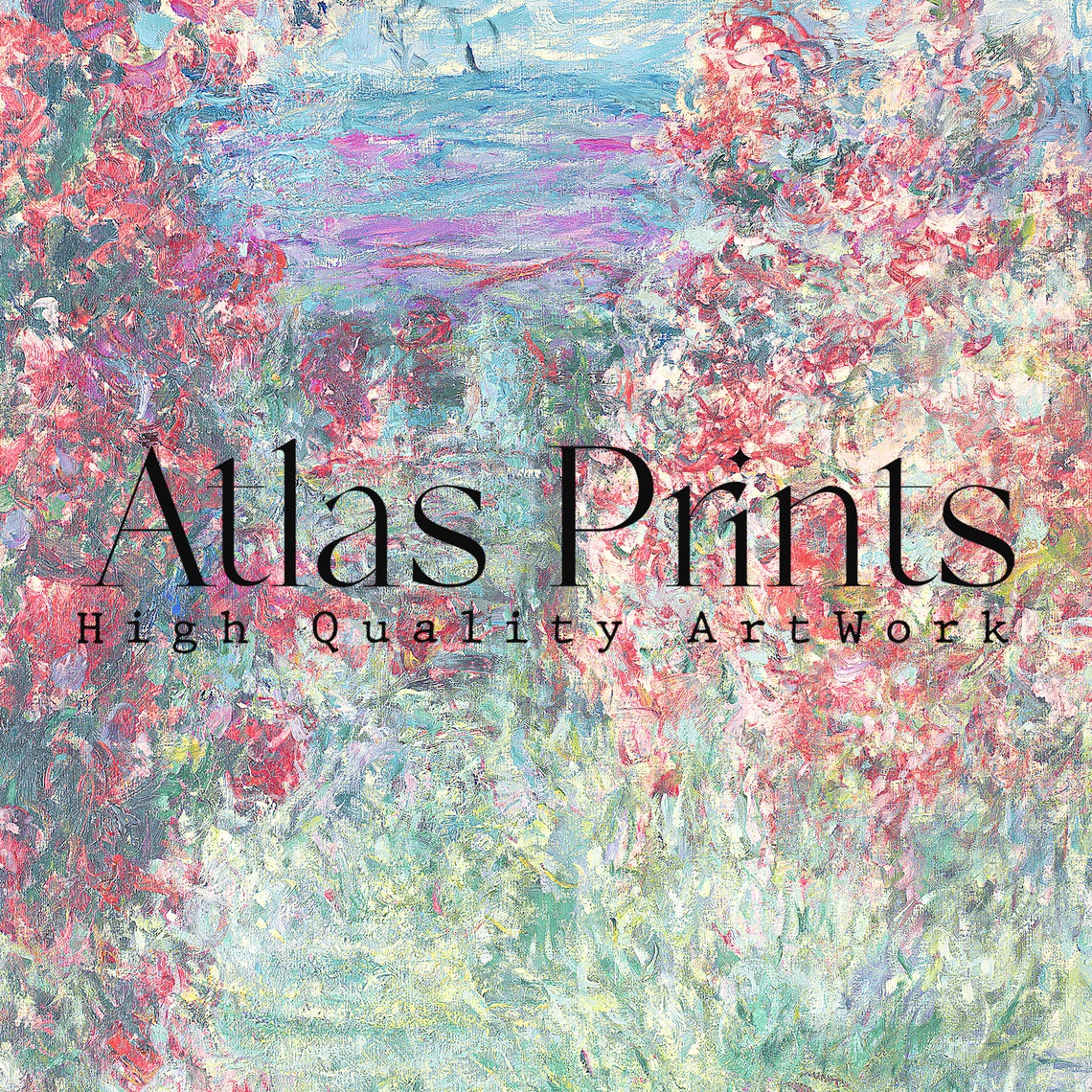 Claude Monet Print Rose Garden Painting Vintage Floral Poster Flower Garden Wall Art French Country Decor - Image 2