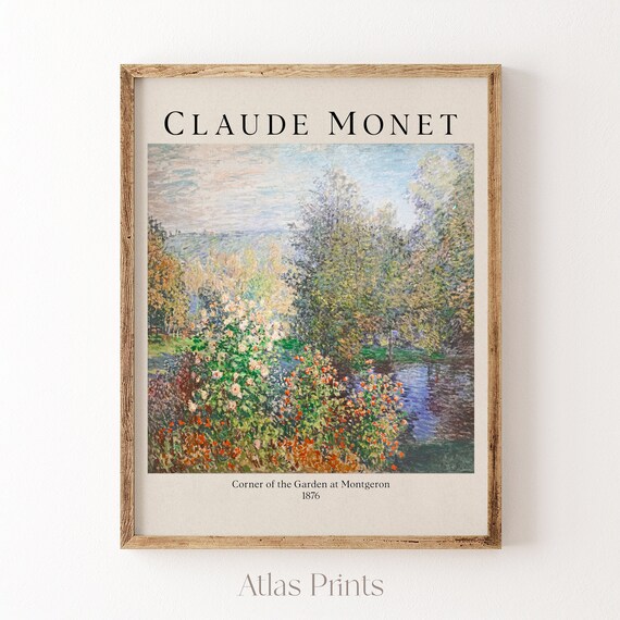 Claude Monet Print Antique Flower Garden Oil Painting Vintage Floral Landscape Farmhouse Colorful Wall Decor