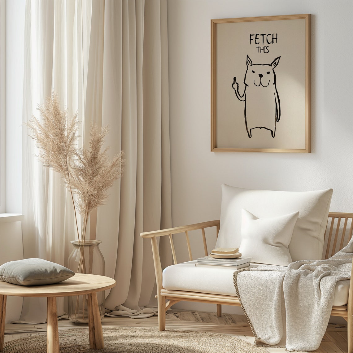 Fetch This Funny Dog Middle Finger Rude Humor Doodle Wall Art - Image 5