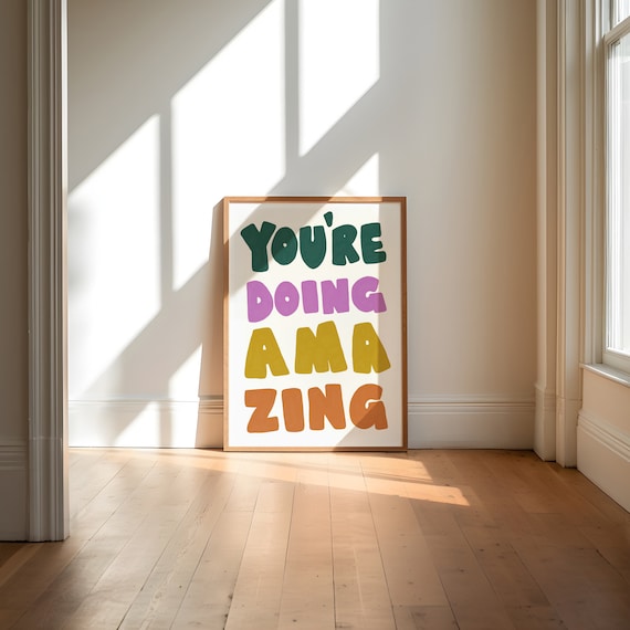 Youre Doing Amazing Colorful Bold Typography Motivational Poster