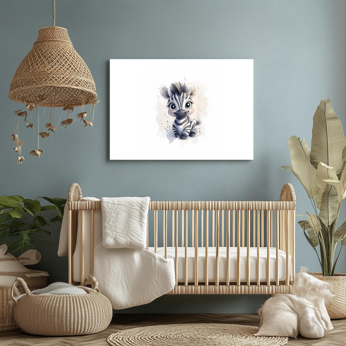 Baby Zebra Watercolor Cute Striped Foal Nursery Animal Art Poster