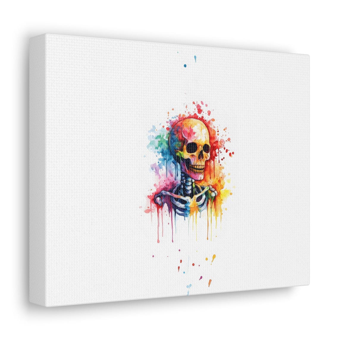 Rainbow Watercolor Skeleton Skull Dripping Paint Party Poster - Image 3