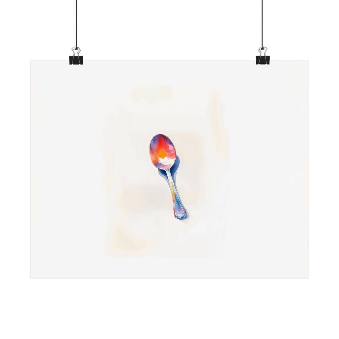 Watercolor Spoon Minimalist Kitchen Utensil Still Life Poster