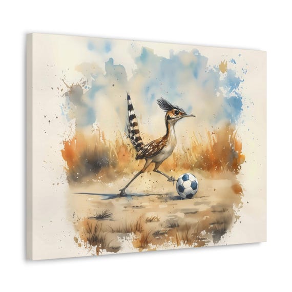 Soccer Road Runner Maximalist Eclectic Sports Print Rugged Football Airbnb Childrens Art Fantasy Nature Rustic Wall Decor
