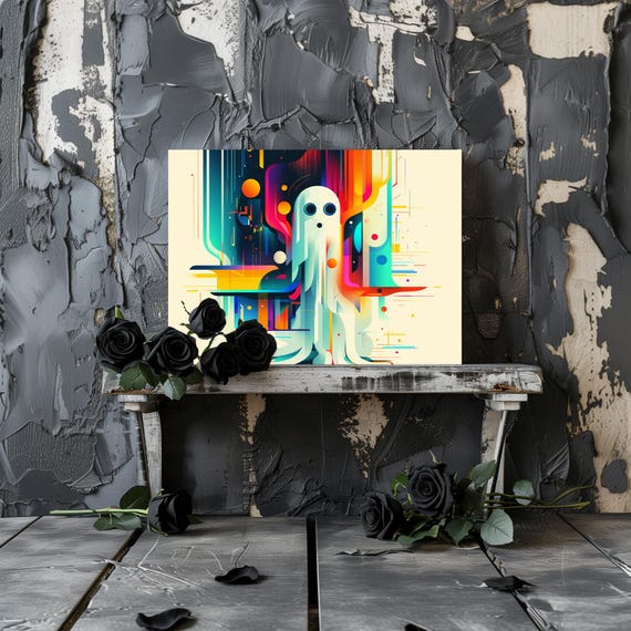Geometric Ghost Gothic Modern Halloween Art Print