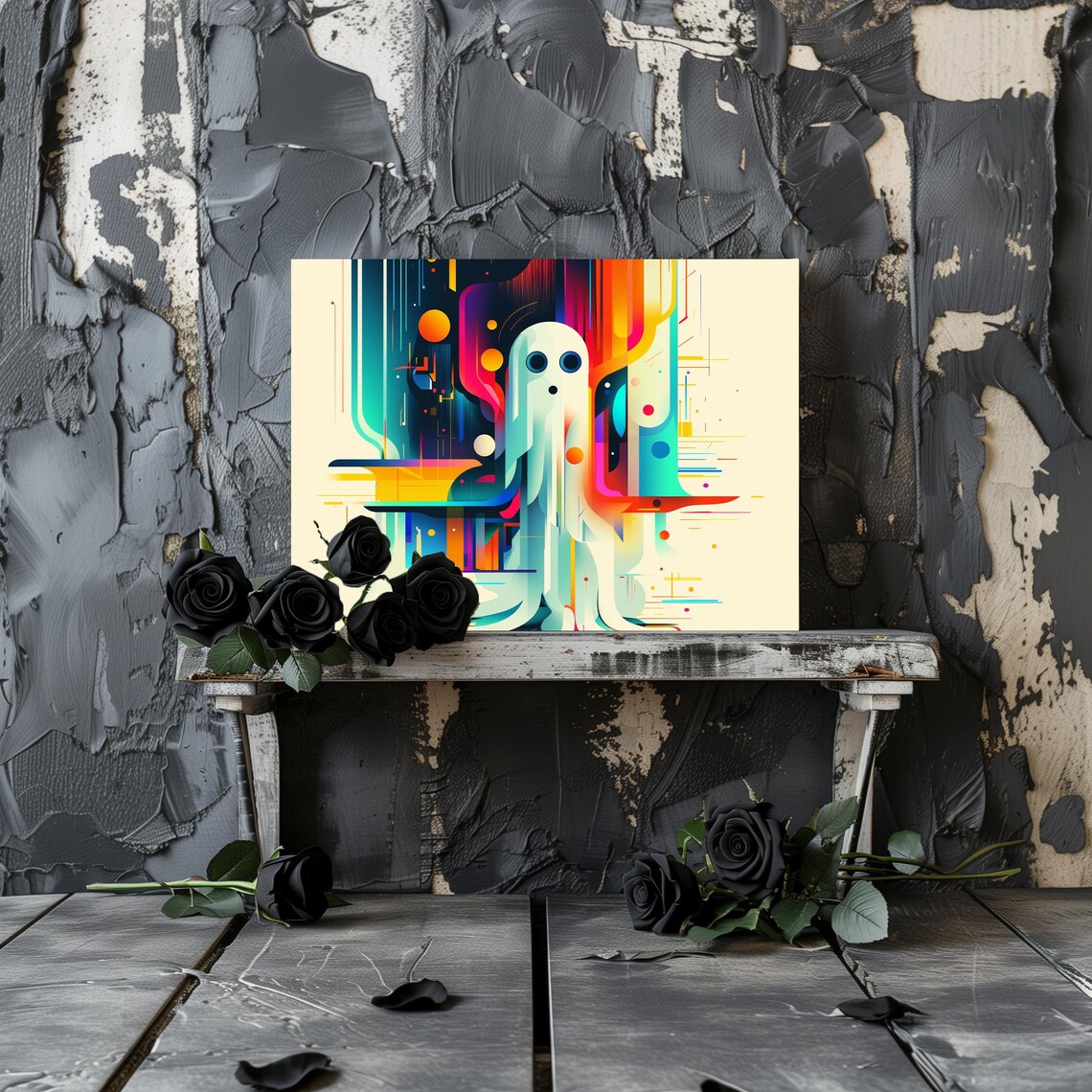 Geometric Ghost Gothic Modern Halloween Art Print