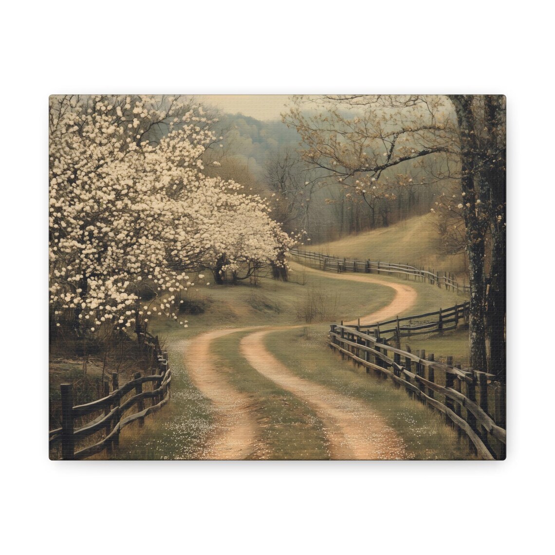 Rustic Spring Country Stroll Landscape Art Print - Image 3