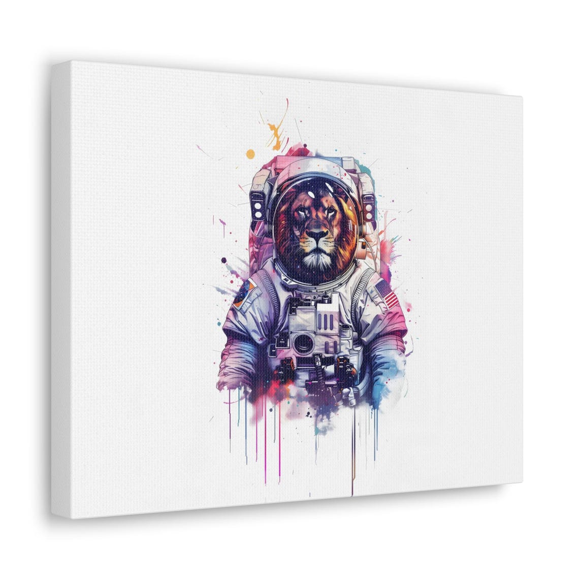 Fierce Lion Astronaut Watercolor Paint Splash Galaxy Cosmic Poster