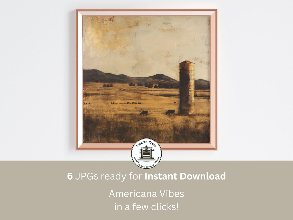 Vintage Farmville Poster Print, Americana Landscape