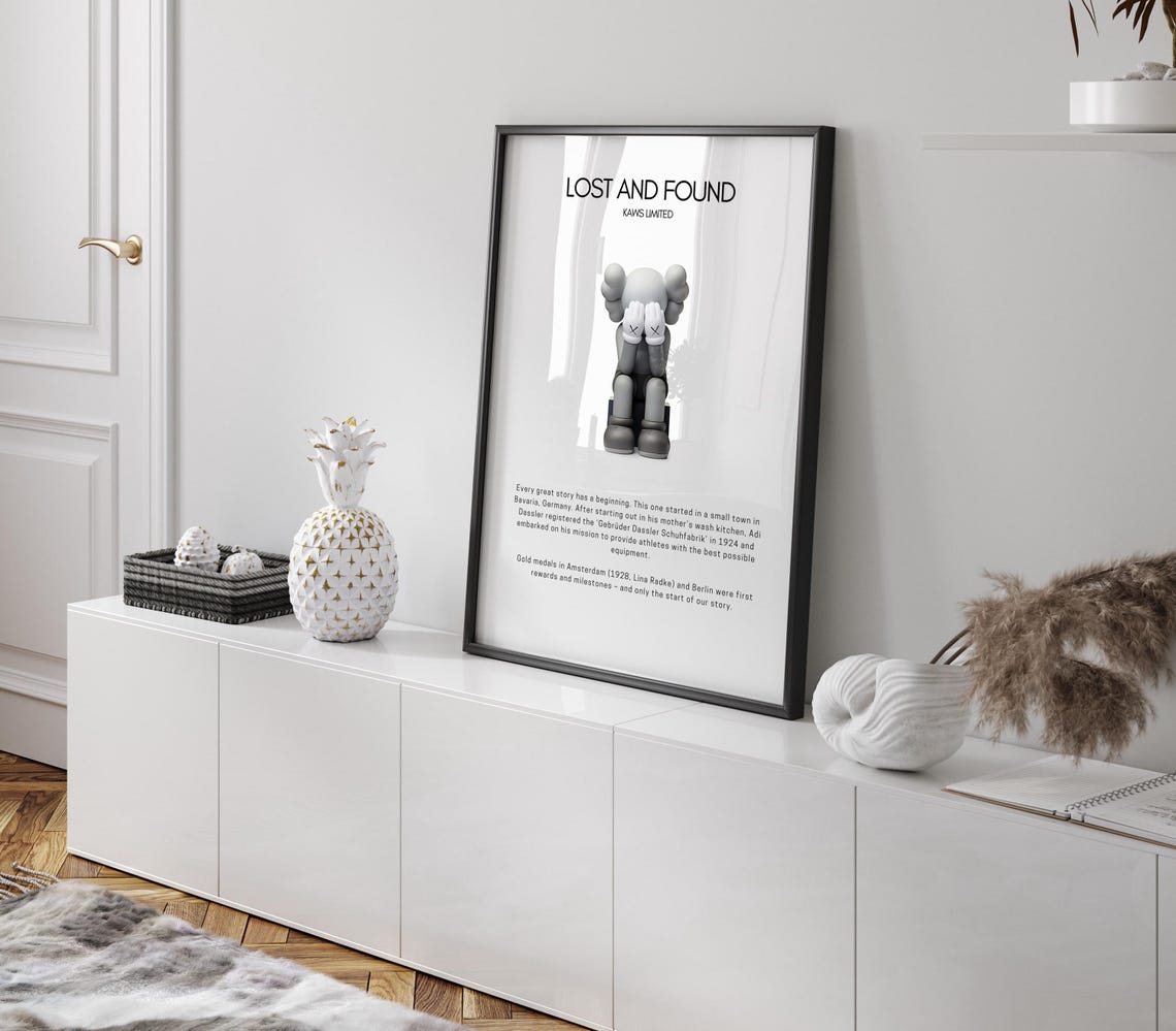 KAWS Lost and Found Grey Companion Figure Minimalist Art Poster - Image 3