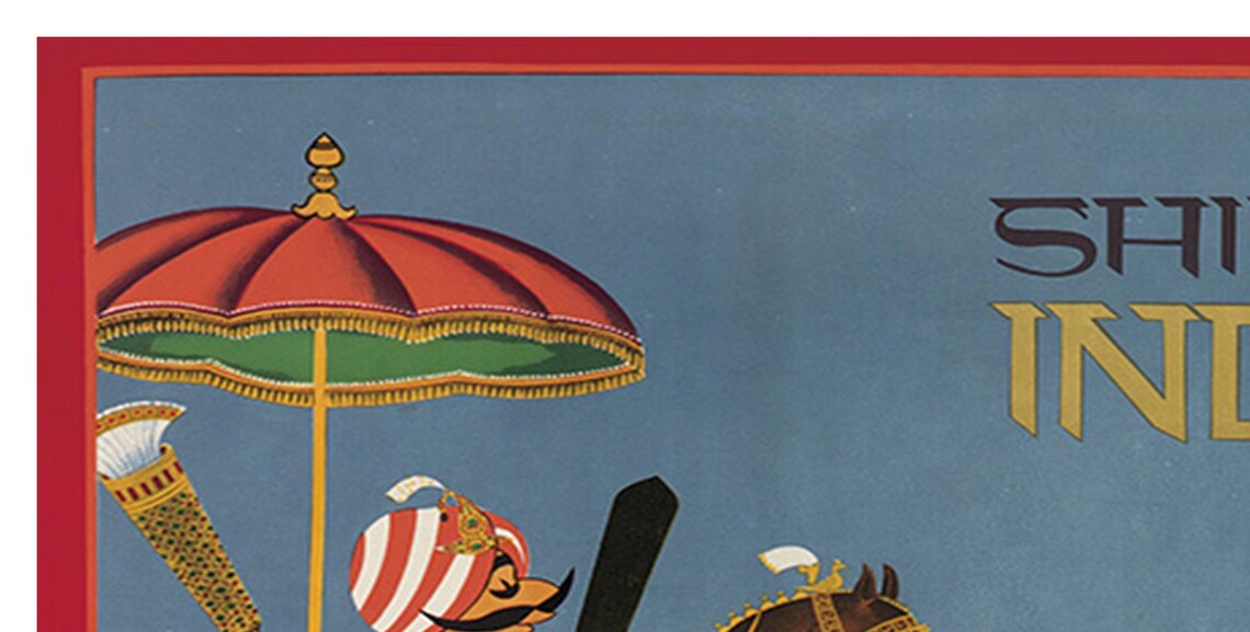 Shikar India Air India Tiger Hunt Maharaja Horse Vintage Poster - Image 2