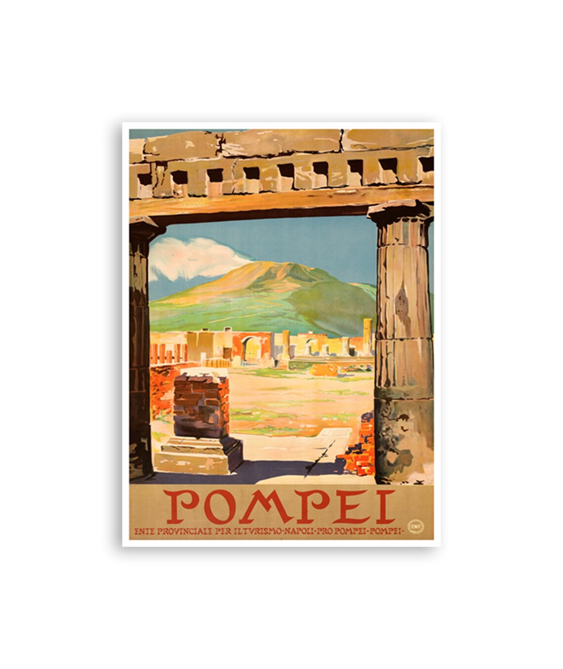 Pompeii Vintage Ruins Vesuvius Italy Archaeological Travel Poster