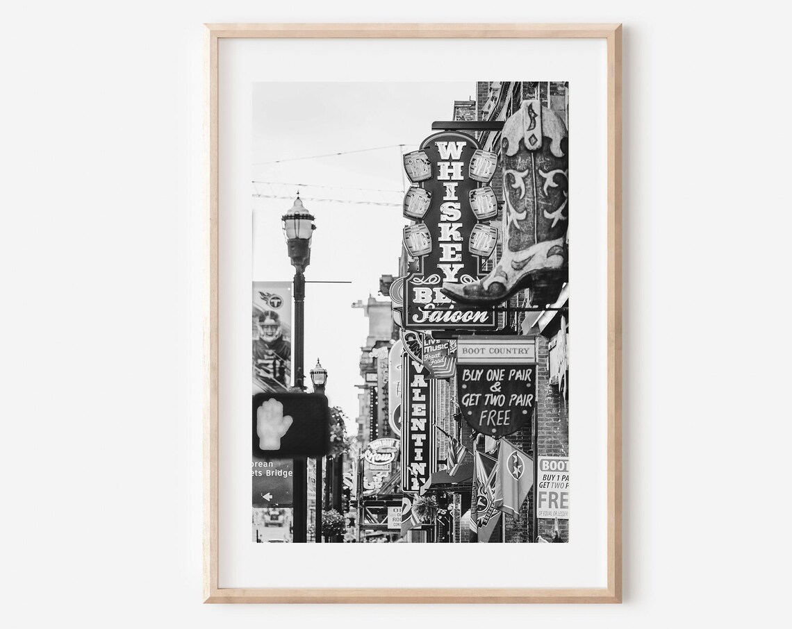 Nashville Black and White Country Music Art Print