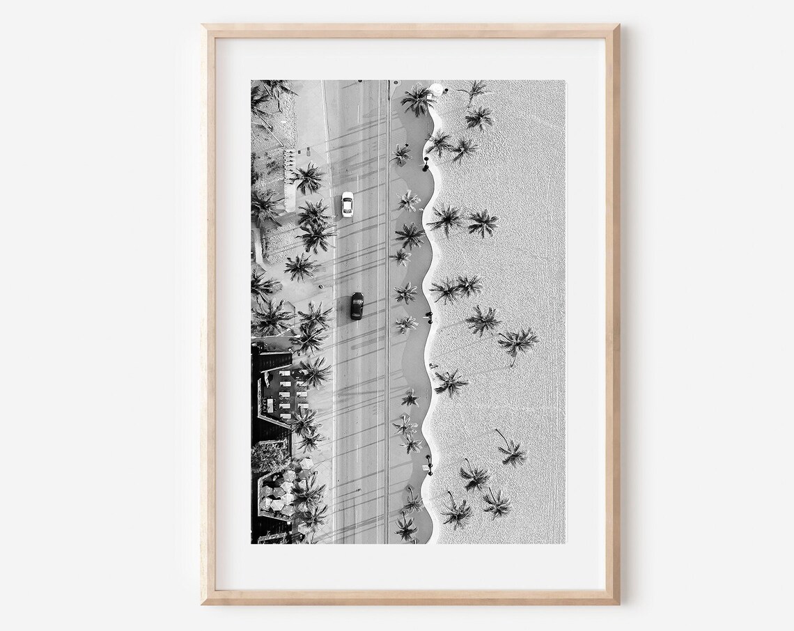 Miami Beach Wall Art Black And White Poster