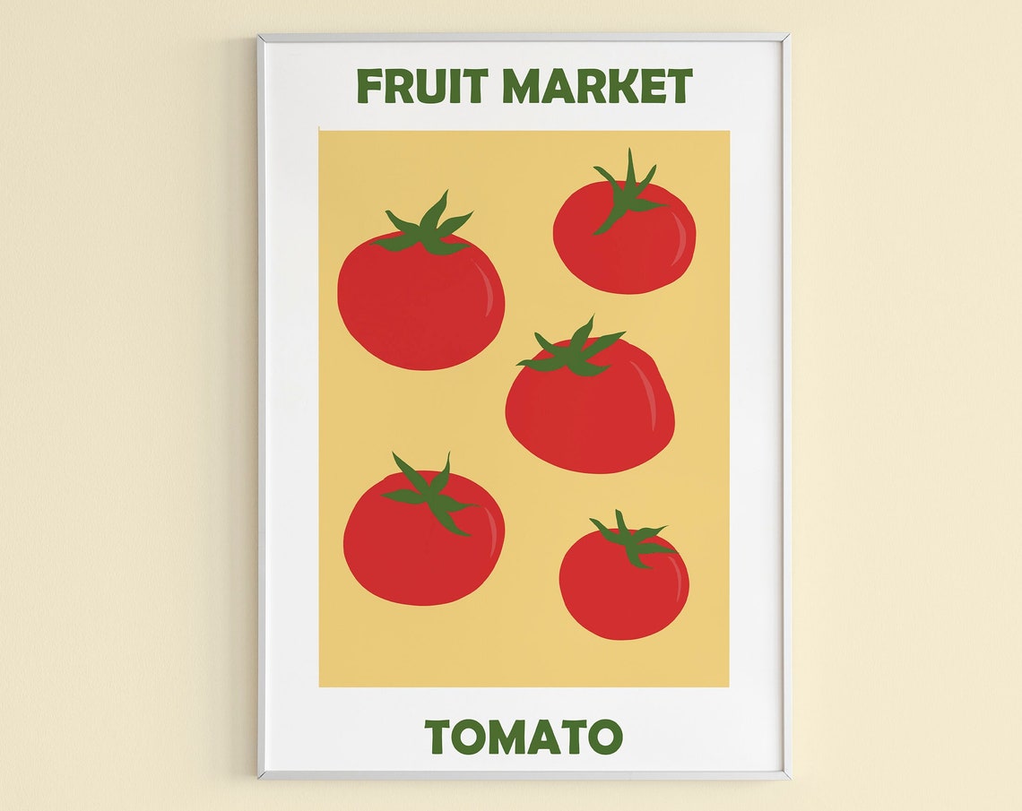 Fruit Market Tomato Poster, Mid-Century Kitchen Decor - Image 3