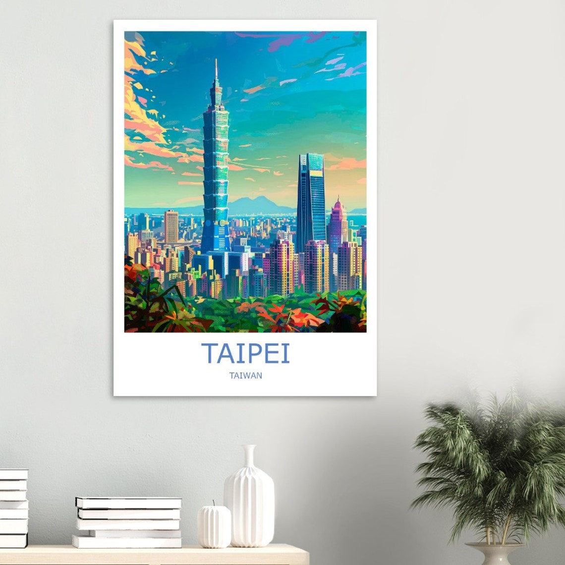Taipei 101 Skyscraper Sunset City Skyline Taiwan Travel Poster - Image 3