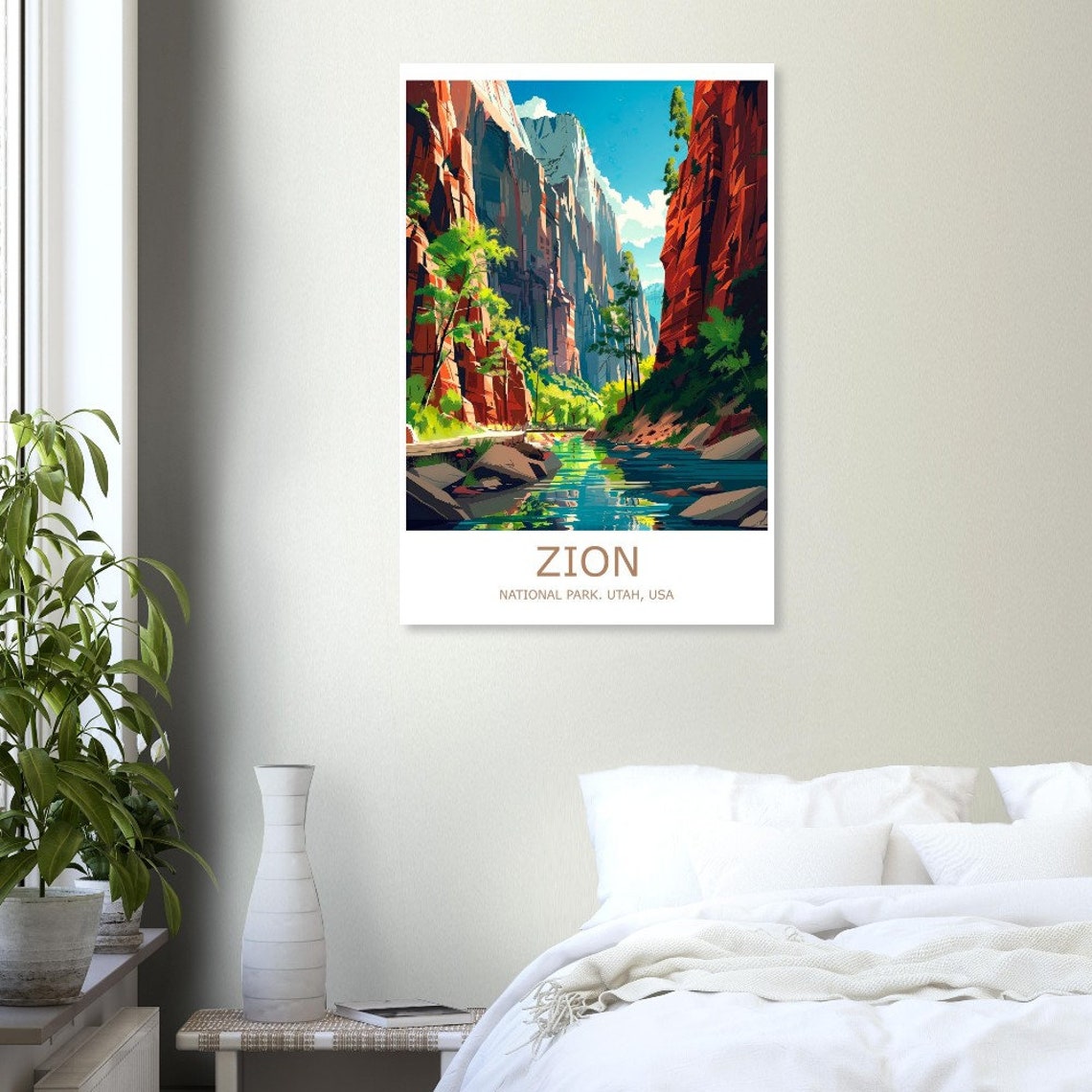 Zion National Park Utah Red Rock Canyon And River Travel Poster - Image 2