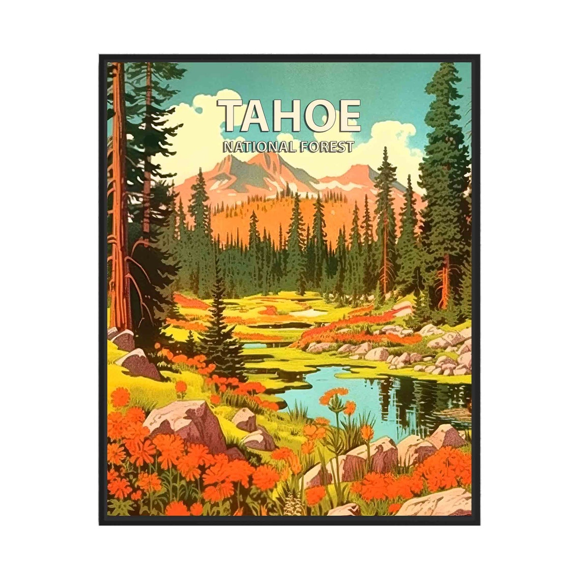 Tahoe National Forest Alpine Meadow Vintage Landscape Poster