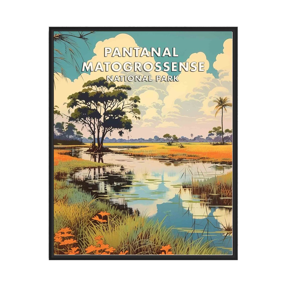 Pantanal Matogrossense Wetland Bird Lagoon Vintage Travel Poster