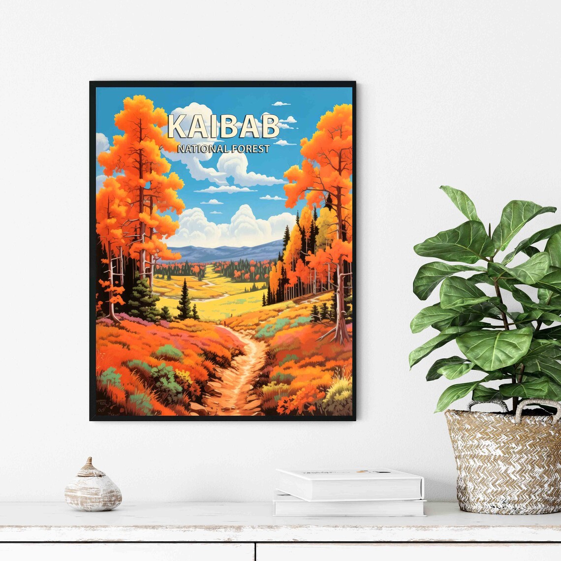 Kaibab National Forest Autumn Aspen Trail Retro Travel Poster - Image 2