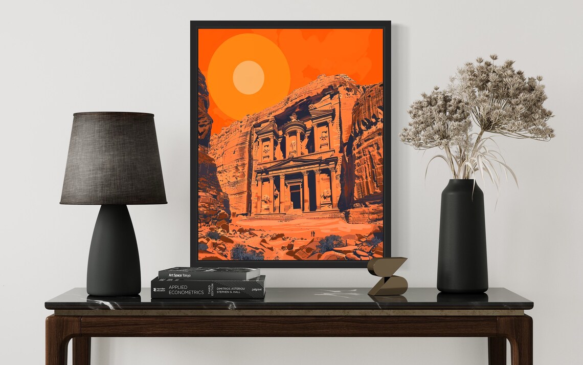 Petra Jordan Ancient Treasury Sunset Desert Landmark Art Poster - Image 3