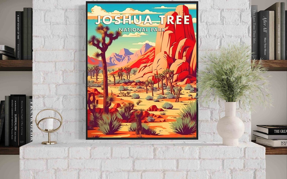 Joshua Tree National Park Desert Rocks and Cacti Sunset Poster - Image 3