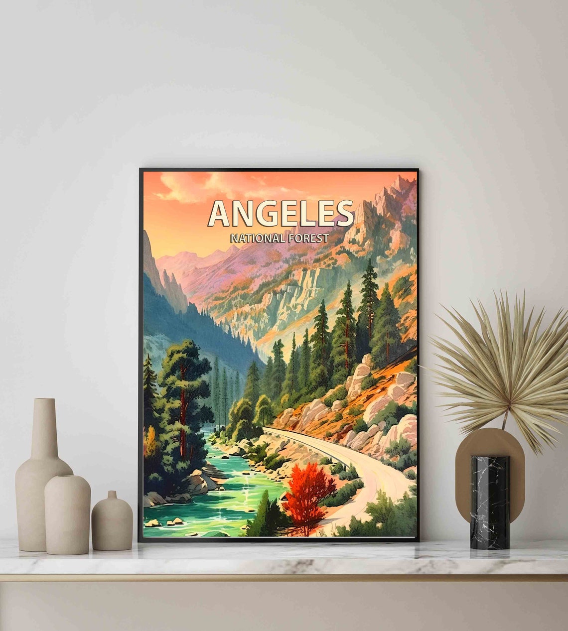 Angeles National Forest Canyon Road Retro California Travel Poster - Image 3