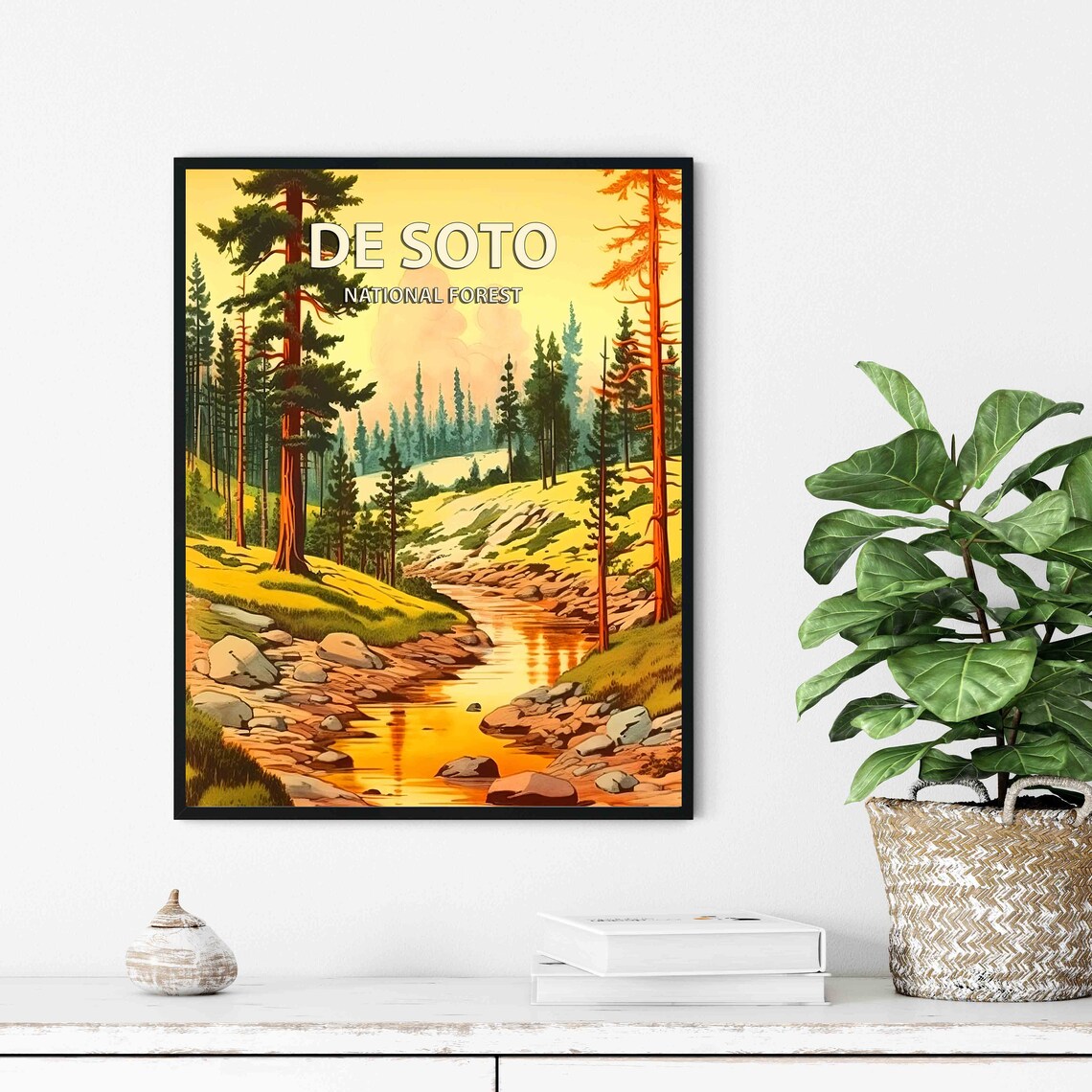 De Soto National Forest Golden Creek Pines Retro Travel Poster - Image 2