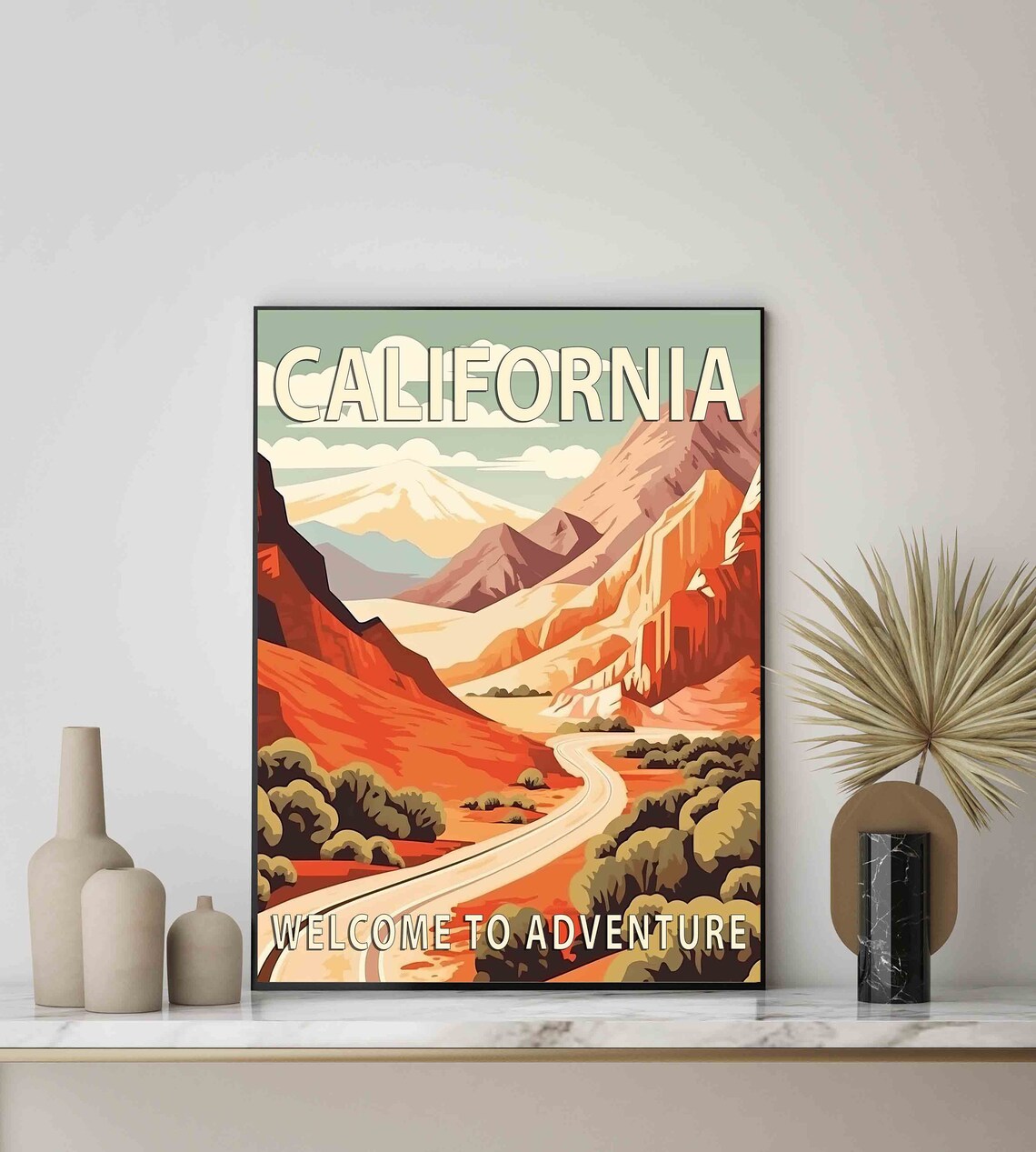 California Desert Canyon Highway Red Rock Vintage Travel Poster - Image 3