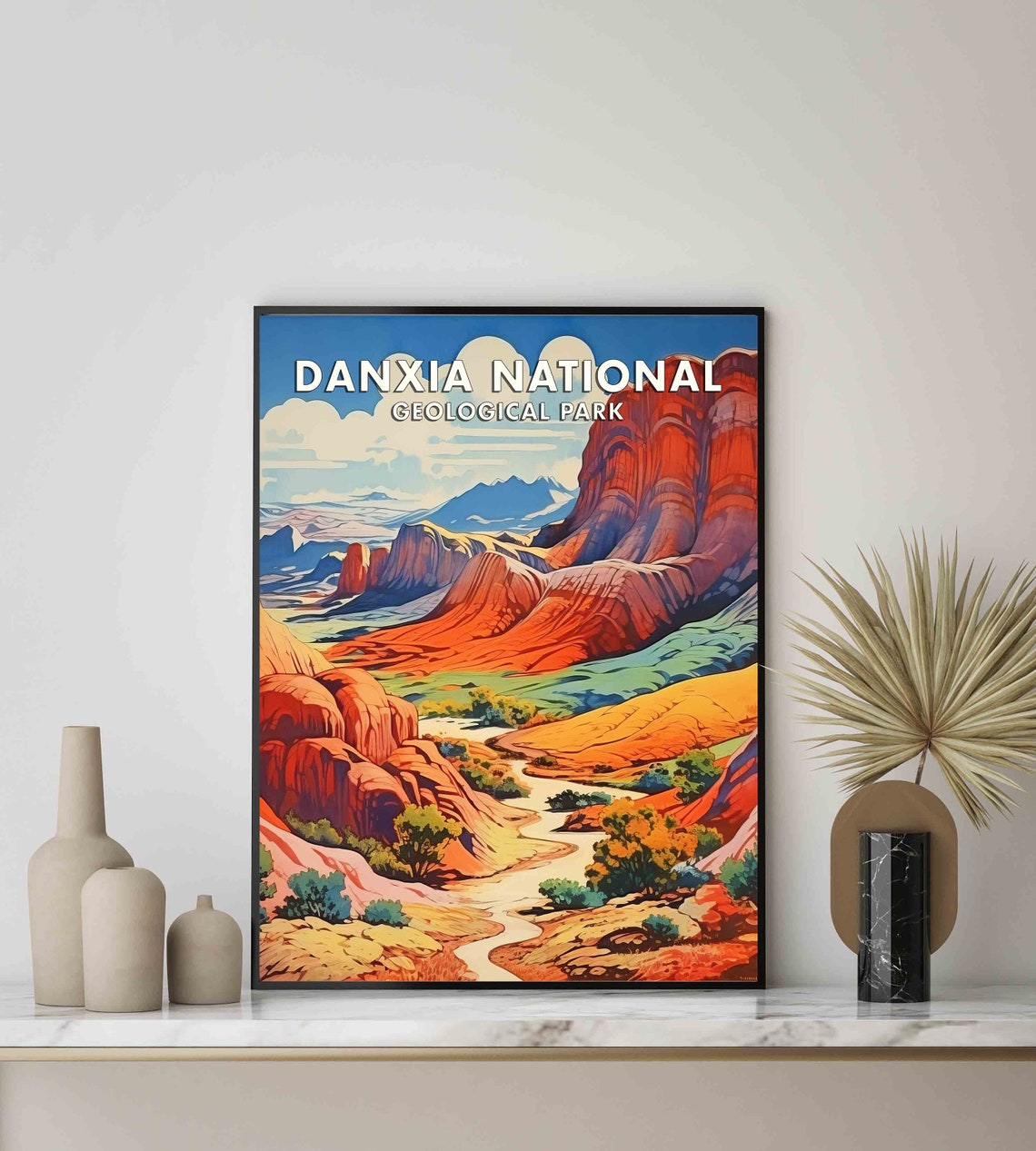 Danxia National Geological Park Red Cliffs Vintage Travel Poster - Image 2