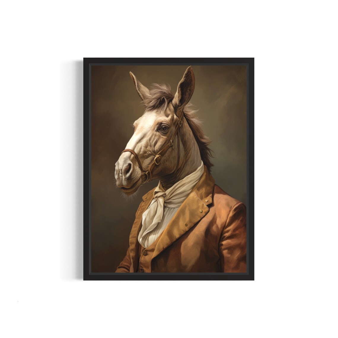 Gentleman Mule Vintage Animal Portrait Poster in Rustic Classic Style