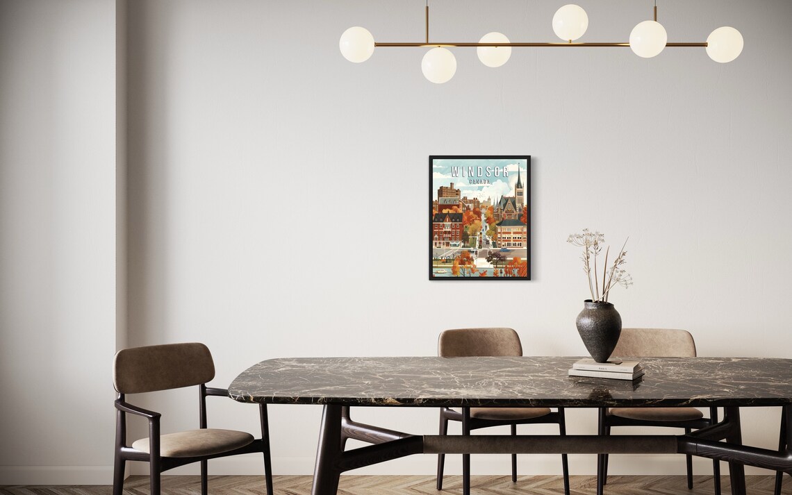 Windsor Canada Golden Autumn Street Scene With Church Spire Poster - Image 2